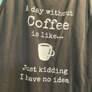 Coffee themed workout tank in XL gray